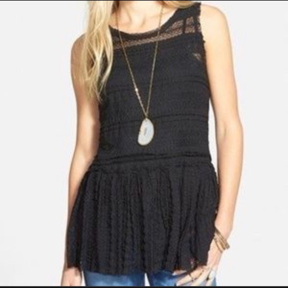 SOLD βοΈHP π Free People NWT Black Lace Tank - Picture 2 of 7